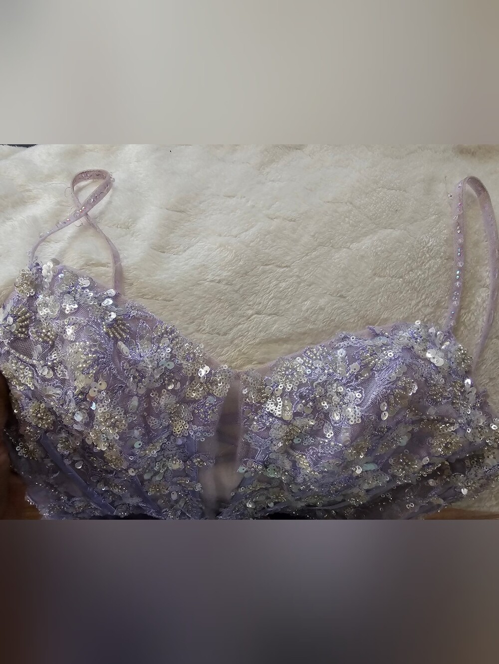Sherri Hill Lavender/Lilac Beaded Sequin Lace Corset Gown – Size 4 - Picture 7 of 10